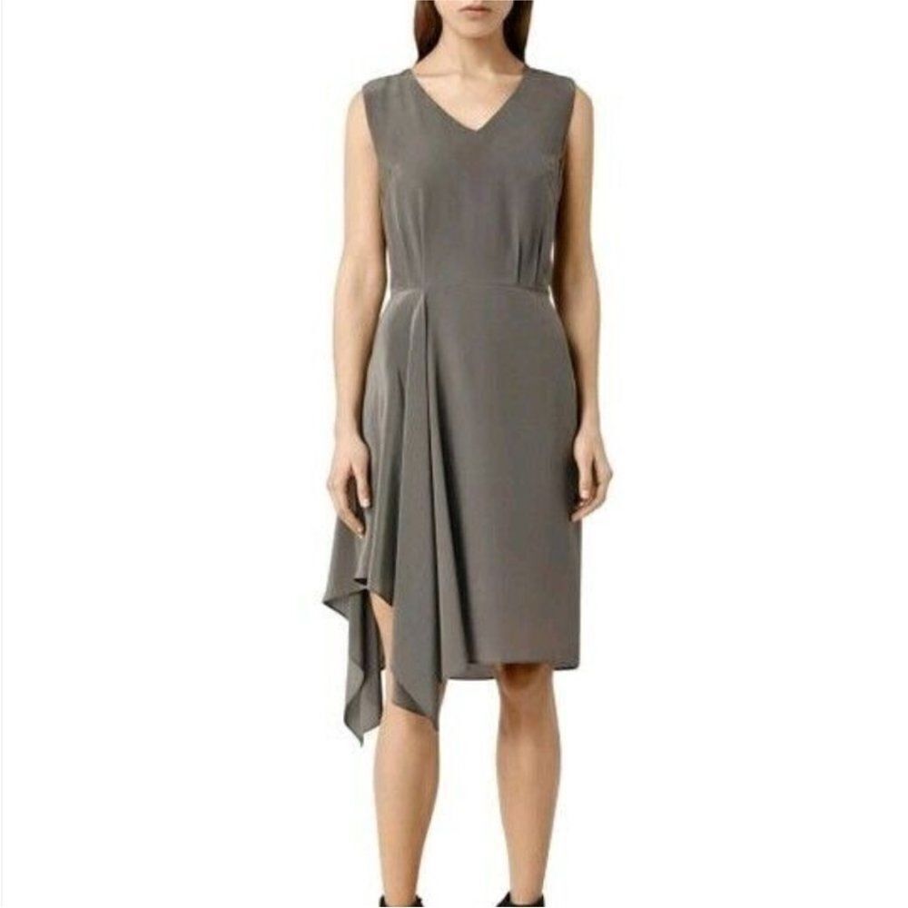 All Saints Elegant Gray Sleeveless Dress, US2